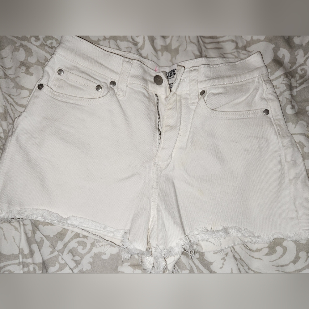 VICTORIAS SECRET PINK Midrise Cutoff Denim Shorts- worn once